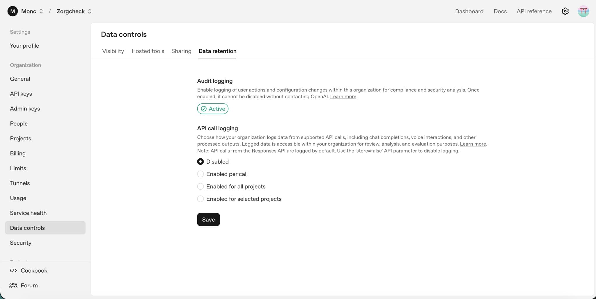 OpenAI Visibility instellingen